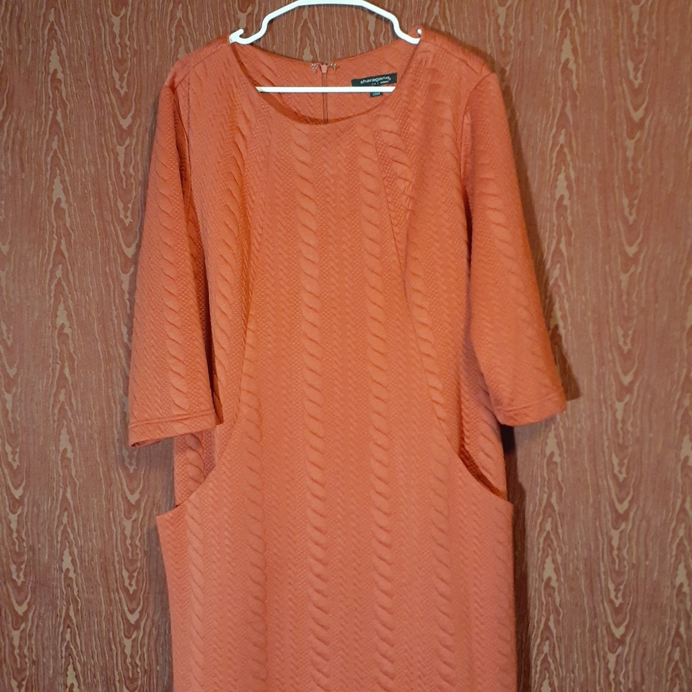 SHARAGANO WOMEN BURNT ORANGE DRESS WOMEN'S SIZE 14W - Picture 2 of 7